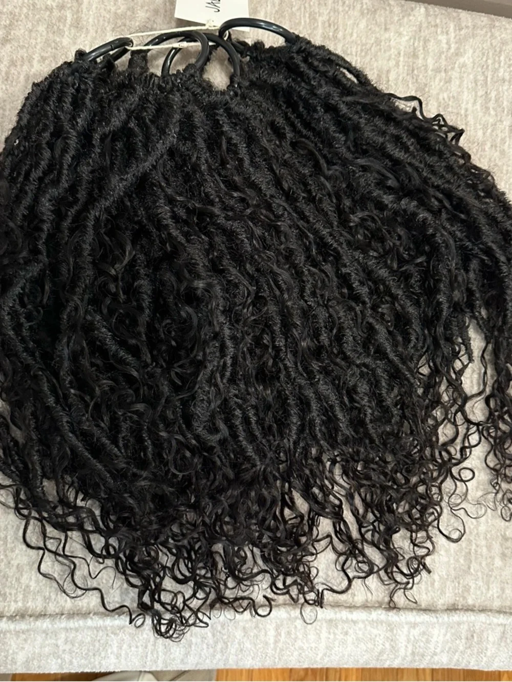 18” Boho Synthetic Faux Locs Crochet Hair with Human Hair Curls 80 Strands #TA1